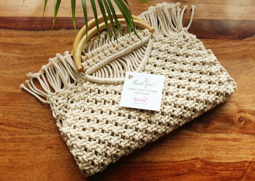 Eco friendly macrame handmade off white 1 bag