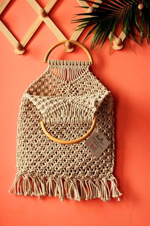 Eco friendly macrame handmade off white 1 bag