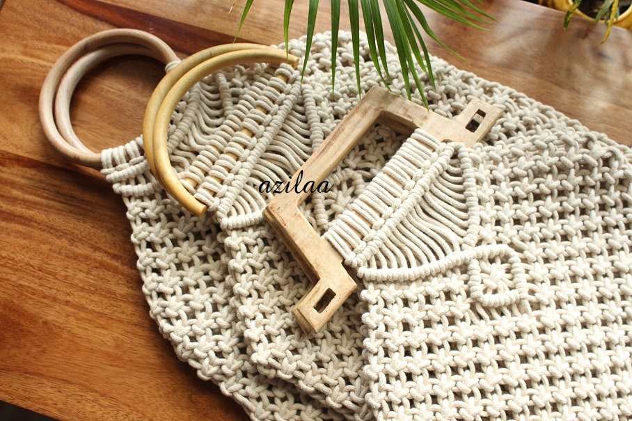 Eco friendly macrame handmade off white 1 bag