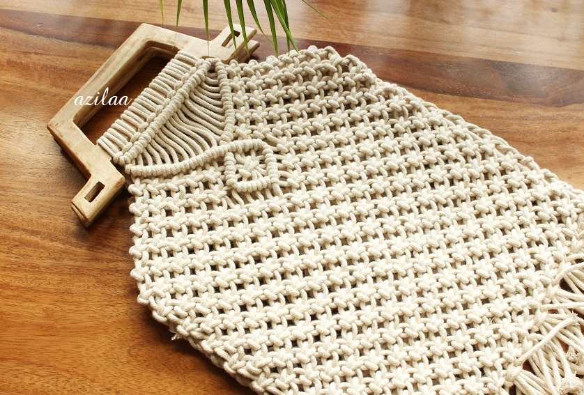 Eco friendly macrame handmade off white 1 bag
