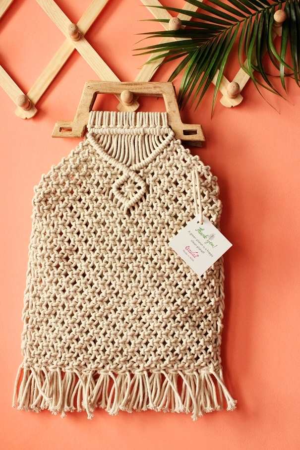 Eco friendly macrame handmade off white 1 bag
