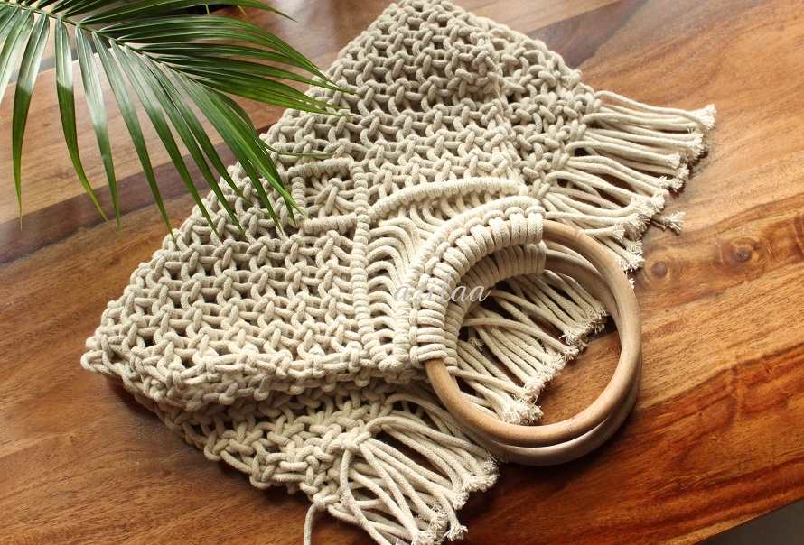 Eco friendly macrame handmade off white 1 bag