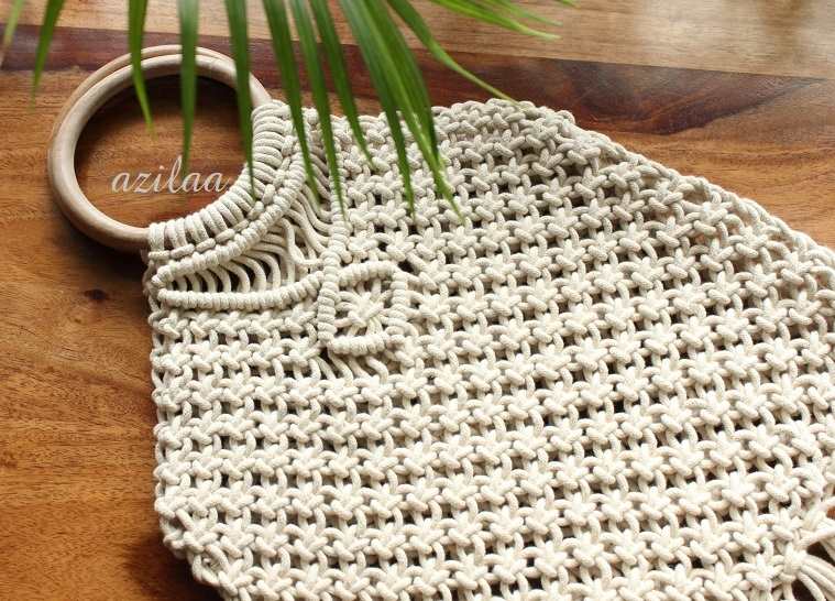 Eco friendly macrame handmade off white 1 bag