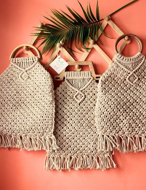 Eco friendly macrame handmade off white 1 bag
