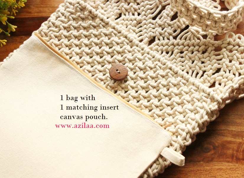 Eco friendly macrame handmade off white bag