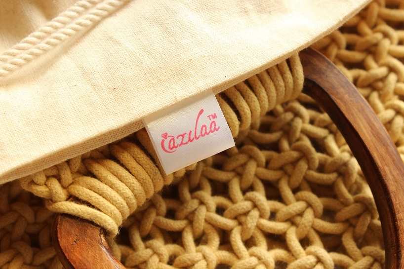 Eco friendly macramé handmade tan cream 1 bag