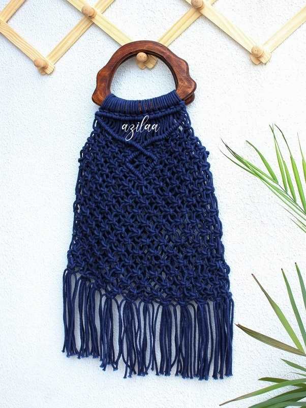 Eco friendly macramé handmade tan cream 1 bag