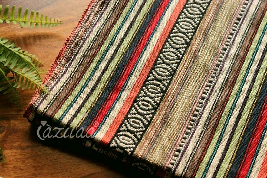 Eco friendly red green black Cotton handloom handmade runner