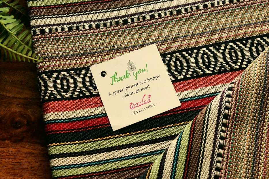 Eco friendly red green black Cotton handloom handmade runner