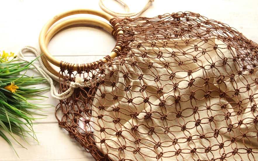 Eco friendly sustainable handmade natural fiber brown bag