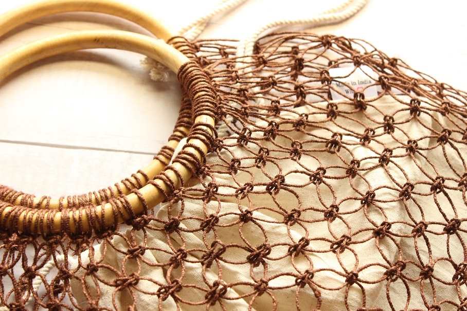 Eco friendly sustainable handmade natural fiber brown bag