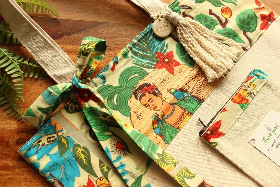 Eco friendly sustainable handmade sturdy canvas bag set