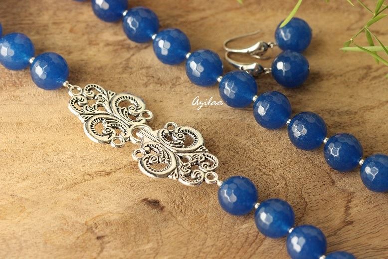 Elegant blue gemstone artisan handmade necklace 