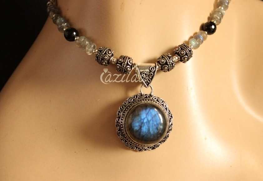 Elegant Blue labradorite gemstone handmade pendant necklace set