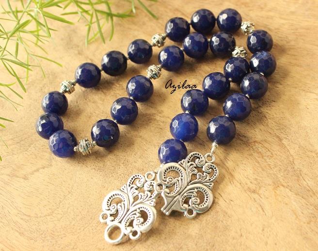 Elegant blue gemstone artisan handmade necklace 
