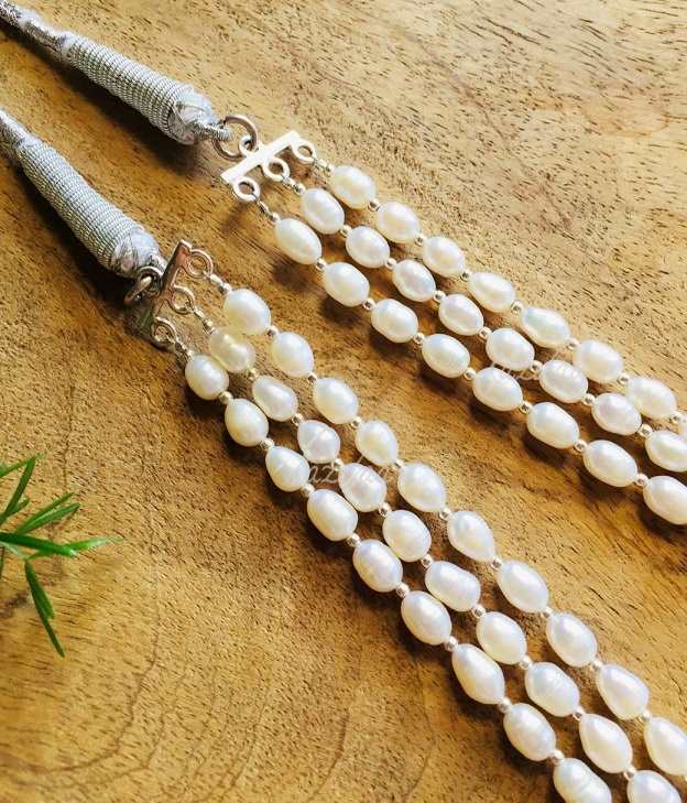 Elegant freshwater pearl necklace,layered pearl silver necklace