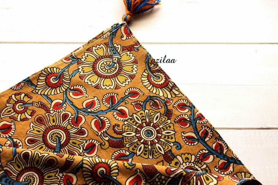 Elegant hand block print brown cotton square scarf