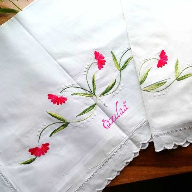 Elegant white hand embroidered large pillow covers 02