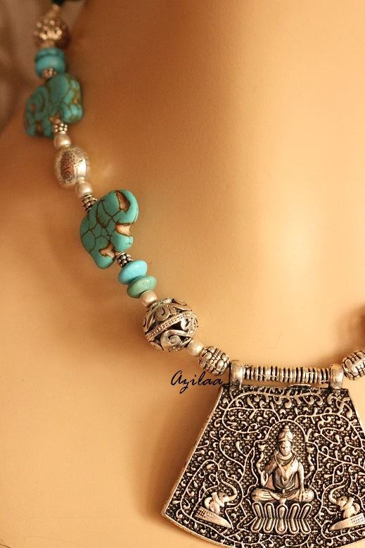 Elephant Goddess handmade gemstone beaded necklace set