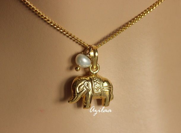 Elephant Gold Plated Designer Sterling Silver Pendant
