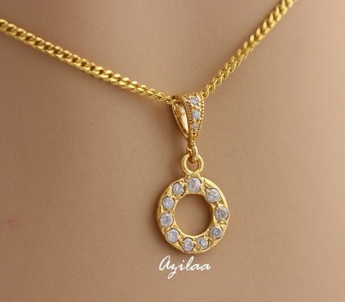 Eternity circle round golden pendant