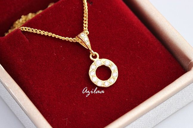 Eternity circle round golden pendant
