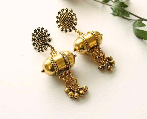 Ethnic Black gemstone necklace set,Antique gold tone necklace