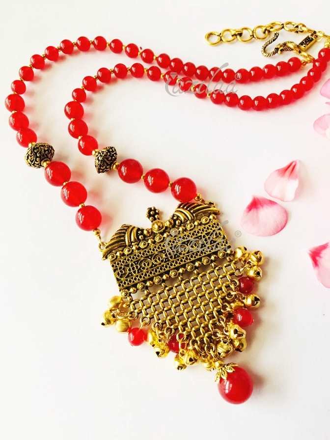 Ethnic Designer necklace earrings, Antique gold necklace set
