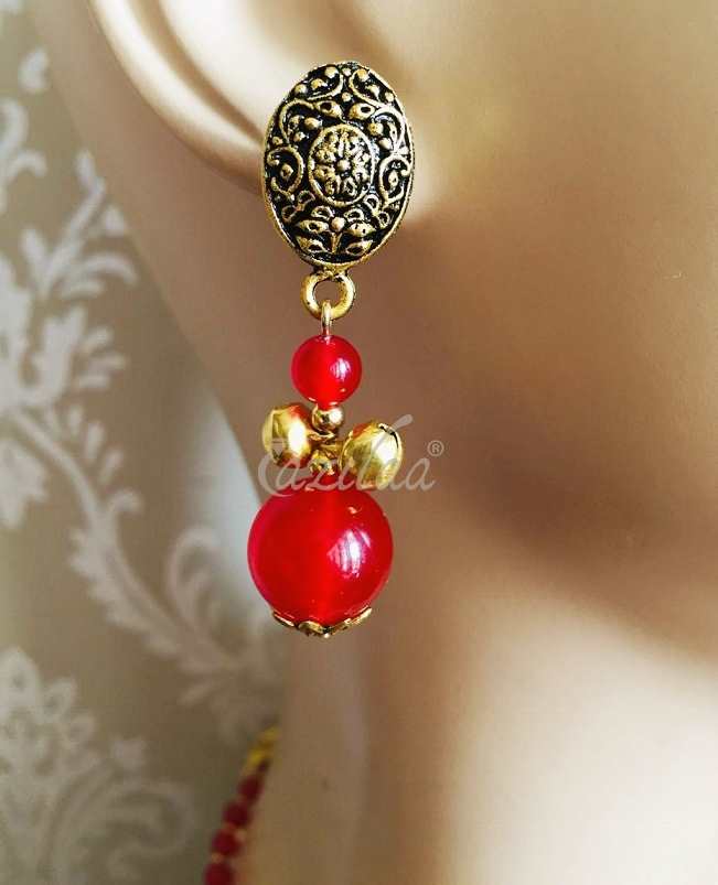 Ethnic Designer necklace earrings, Antique gold necklace set