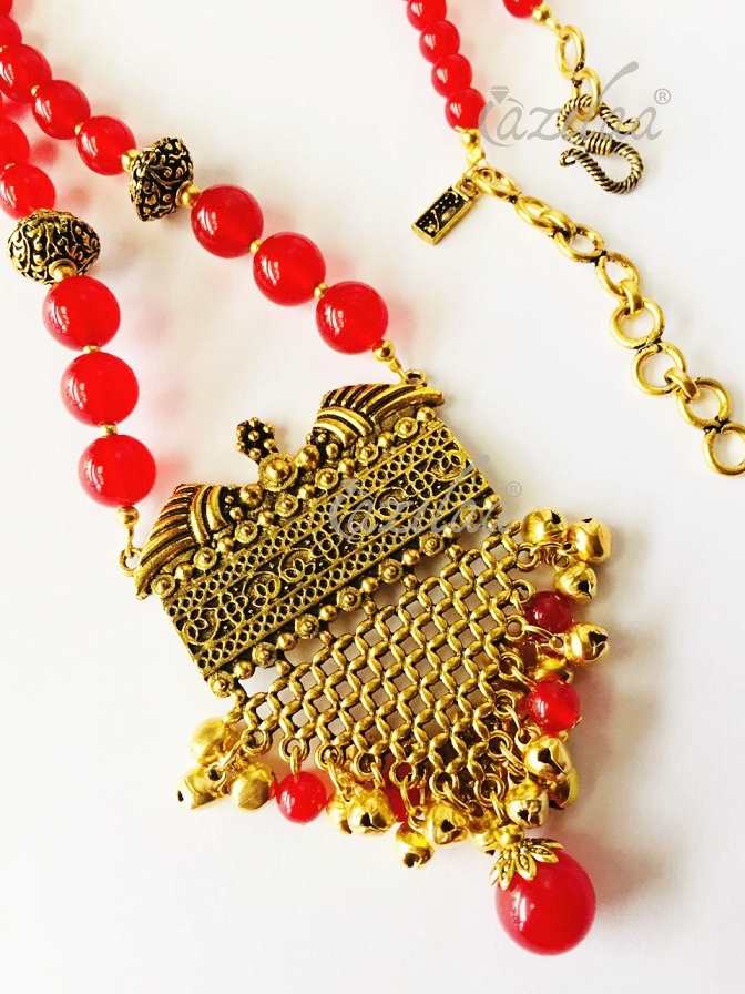 Ethnic Designer necklace earrings, Antique gold necklace set