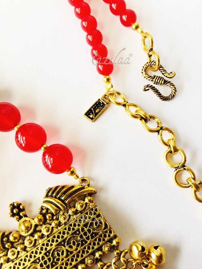 Ethnic Designer necklace earrings, Antique gold necklace set