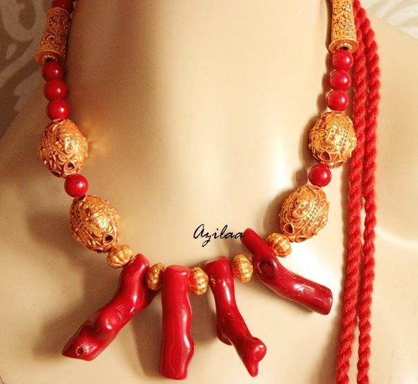 Ethnic Ganesha RED coral designer handmade necklace set