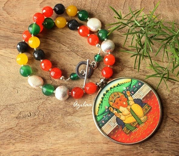 Ethnic Ganesha gemstone artisan handmade necklace set