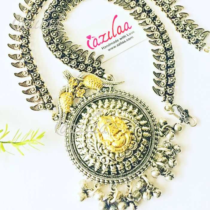 Ethnic Ganesha pendant dual tone pendant necklace