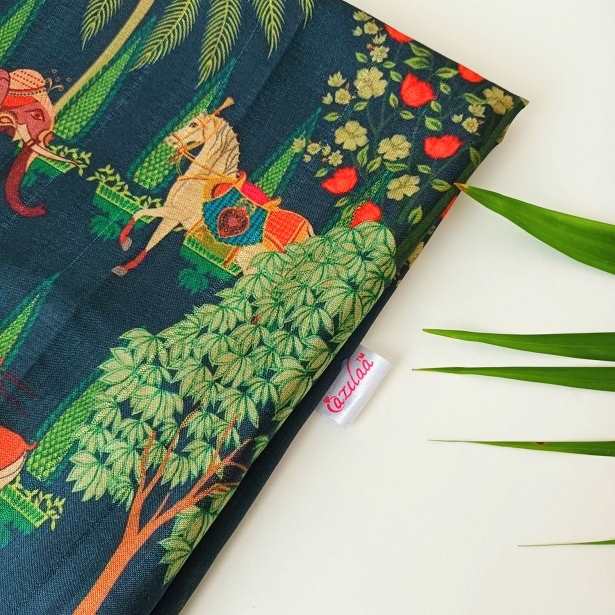 Ethnic Pichwai art Tusser silk scarf 1