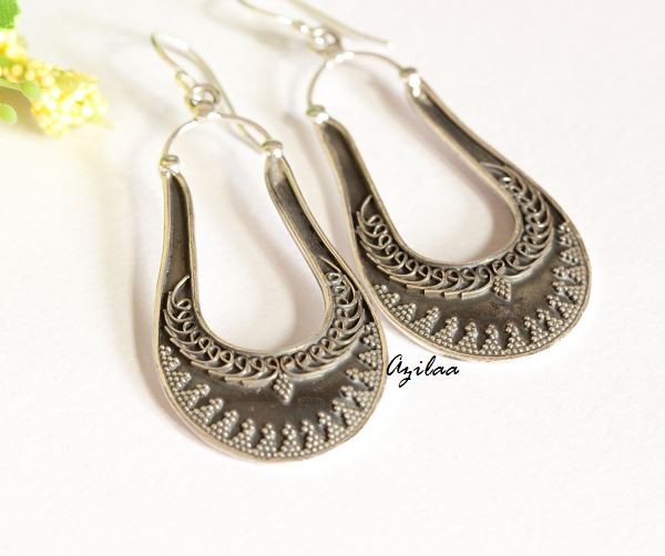 Ethnic artisan sterling silver earrings