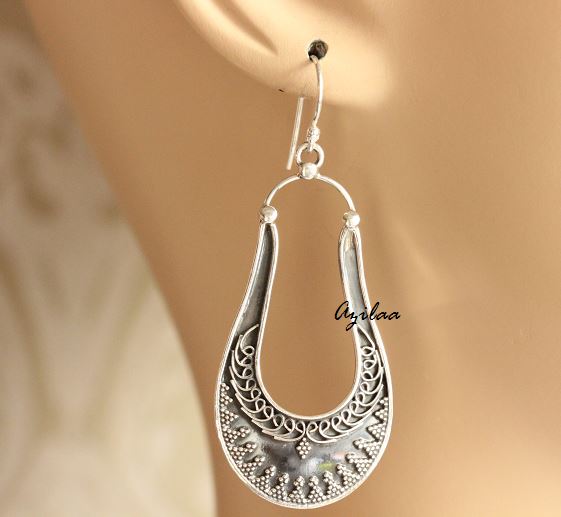 Ethnic artisan sterling silver earrings