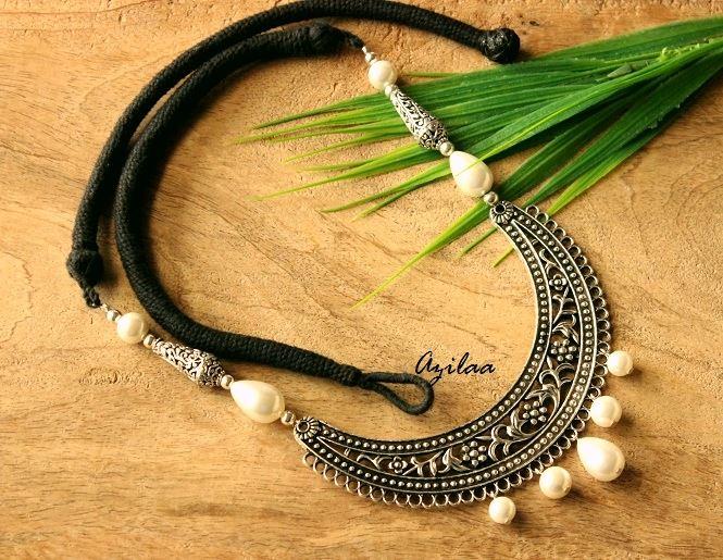 Ethnic designer white pearl handmade necklace set