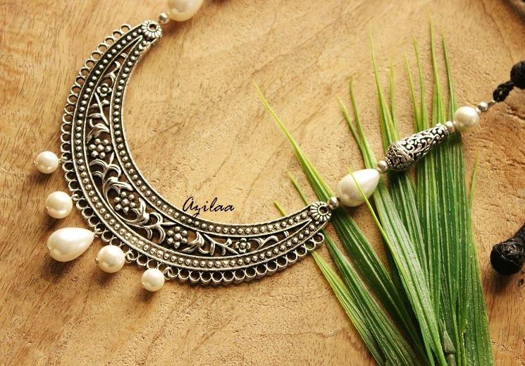 Ethnic designer white pearl handmade necklace set