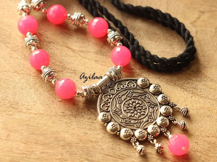 Ethnic pink Statement artisan handmade necklace 