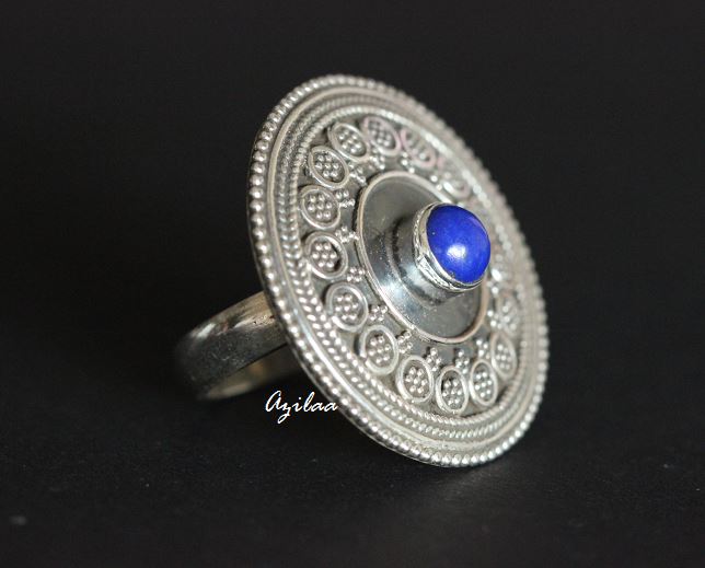 Lapis ethnic sterling silver handmade artisan gemstone ring