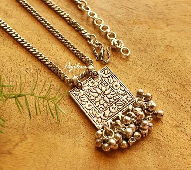 Ethnic tribal boho pendant chain necklace