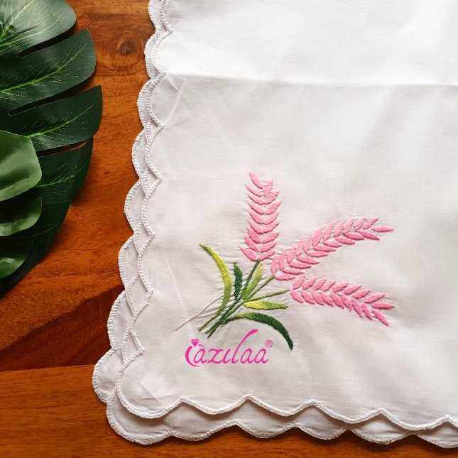 Flower  white cotton hand embroidered table cloth 01