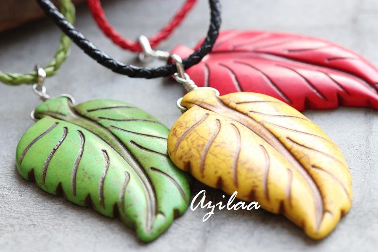 Fresh green leaf gemstone pendant necklace, Unique jewelry