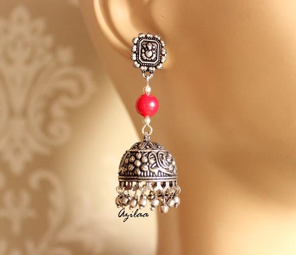 Ganesha Red coral handmade Gemstone Necklace earring set