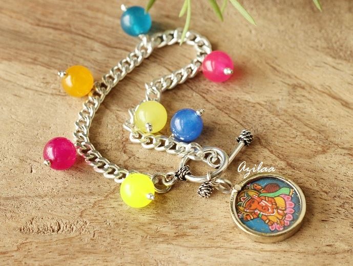 Ganesha charm  chain gemstone yoga handmade bracelet
