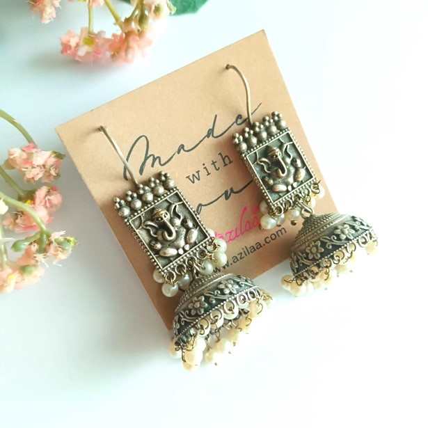 Ganesha dangler pearl designer earrings