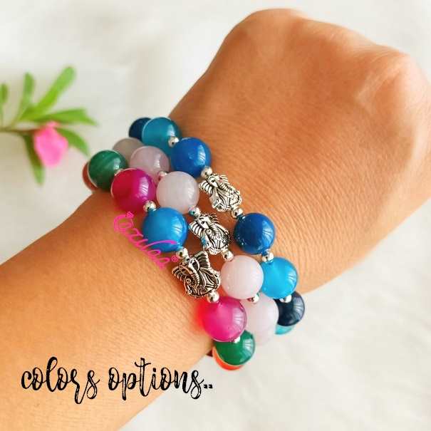 Ganesha gemstone handmade beaded bracelet 