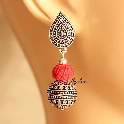 Ganesha red  handmade Gemstone Necklace earring set