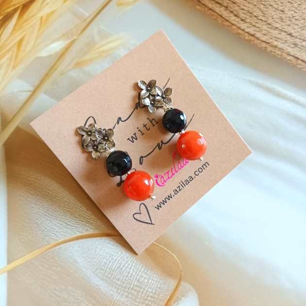Gemstone stud dangler earrings
